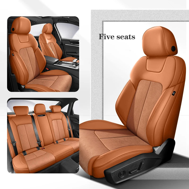 fundas de asiento de coche para Audi A5 Sportback, 2010-2015, 360 ° Surround, 100% Fit, gamuza + cuero, accesorios interiores para vehículos