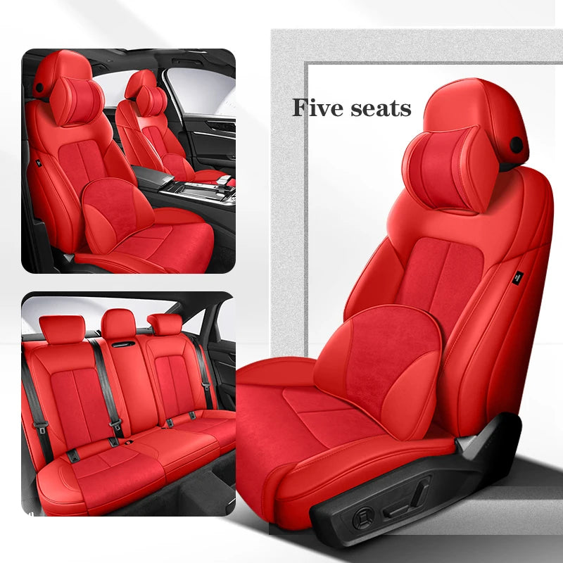 fundas de asiento de coche para Audi A5 Sportback, 2010-2015, 360 ° Surround, 100% Fit, gamuza + cuero, accesorios interiores para vehículos