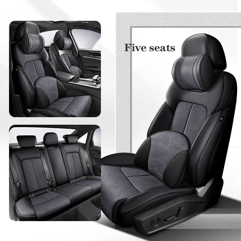 fundas de asiento de coche para Audi A5 Sportback, 2010-2015, 360 ° Surround, 100% Fit, gamuza + cuero, accesorios interiores para vehículos
