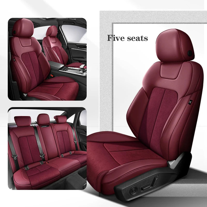 fundas de asiento de coche para Audi A5 Sportback, 2010-2015, 360 ° Surround, 100% Fit, gamuza + cuero, accesorios interiores para vehículos