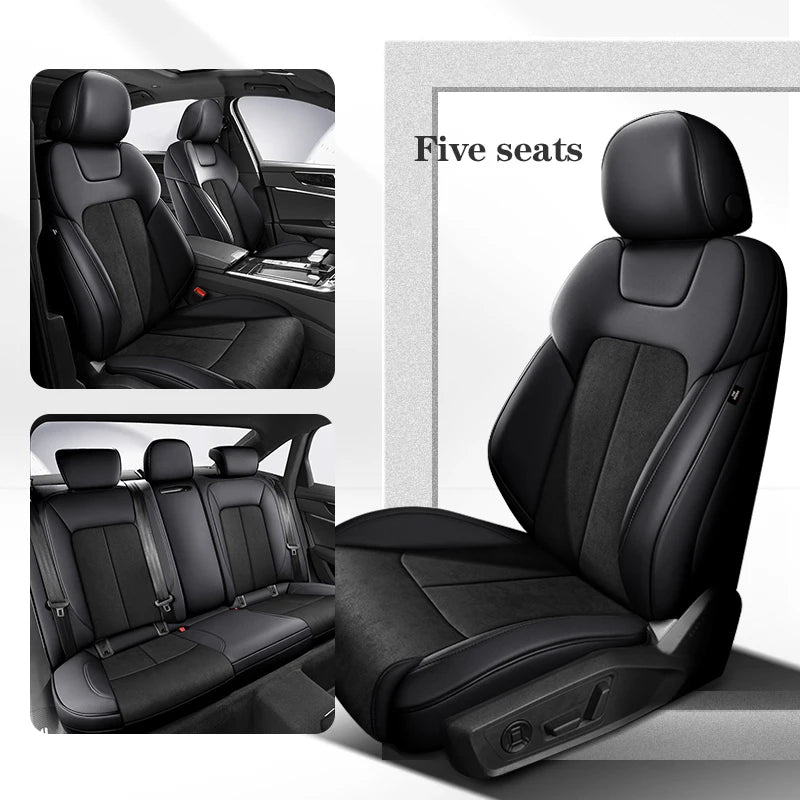 fundas de asiento de coche para Audi A5 Sportback, 2010-2015, 360 ° Surround, 100% Fit, gamuza + cuero, accesorios interiores para vehículos