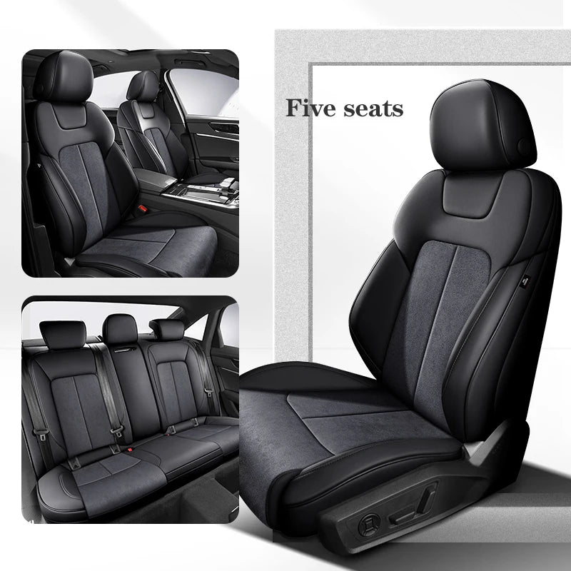 fundas de asiento de coche para Audi A5 Sportback, 2010-2015, 360 ° Surround, 100% Fit, gamuza + cuero, accesorios interiores para vehículos