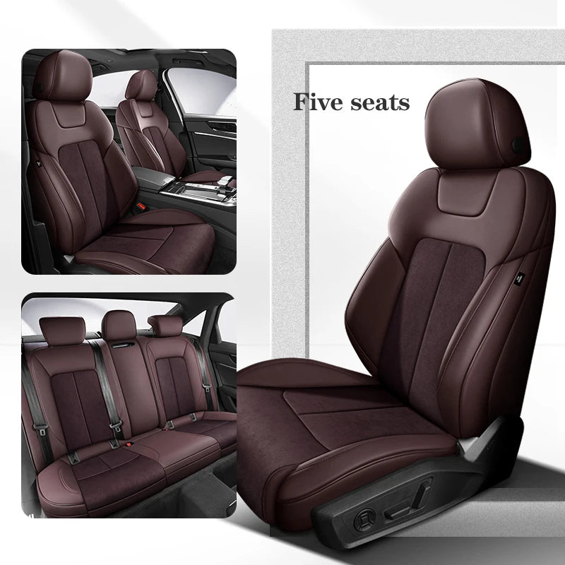 fundas de asiento de coche para Audi A5 Sportback, 2010-2015, 360 ° Surround, 100% Fit, gamuza + cuero, accesorios interiores para vehículos