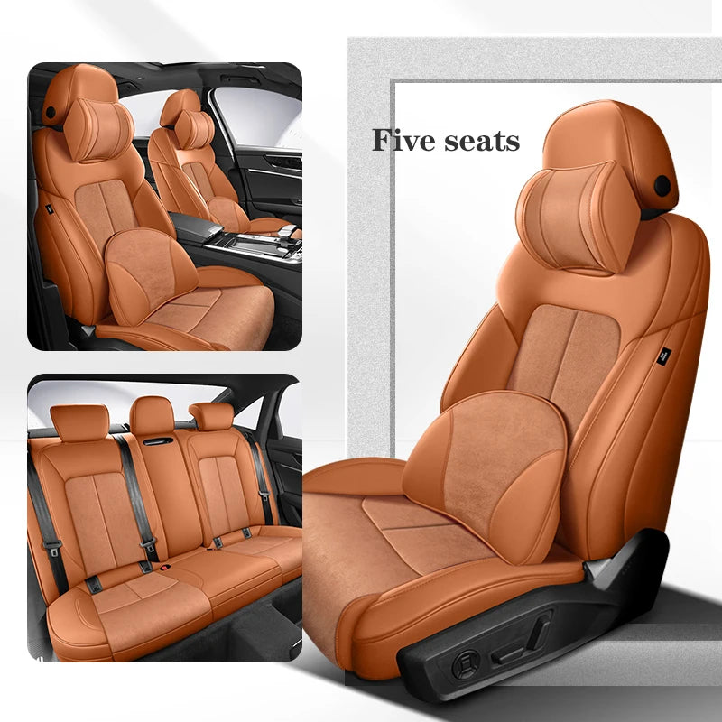 fundas de asiento de coche para Audi A5 Sportback, 2010-2015, 360 ° Surround, 100% Fit, gamuza + cuero, accesorios interiores para vehículos